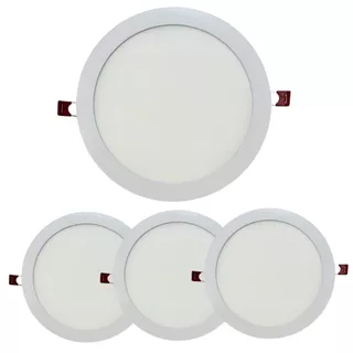Kit 4 Luminaria Painel Plafon Embutir 18W Redonda Led 18w Bivolt