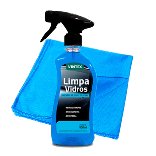 Kit Limpa Vidros 500ml Vintex Pano Para Limpeza Vidros