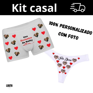 Cueca Box e calcinha Personalizada Dia dos Namorados