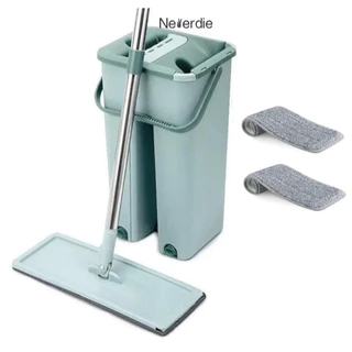 Kit Limpeza Mop Flat Esfregão Balde Limpador Multiuso com 2 Refil