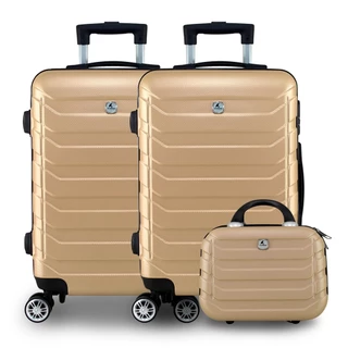Kit Mala de Viagem Bordo Avião Bagagem de Mãos Frasqueira Maleta ABS Rígido Rodinhas Duplas 360