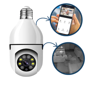 Câmera de Segurança Full HD Wifi Encaixe Lâmpada com Visão Noturna