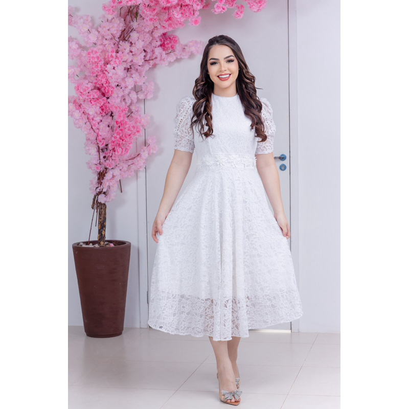Vestido Midi Moda Feminina Moda Cristã Casamento Moda Evangelica ...