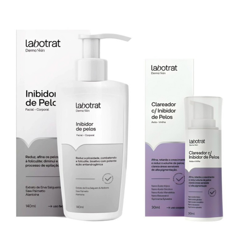 Kit Clareador C/ Inibidor de Pelos Axila e Virilha + Inibidor de Pelos Facial e Corporal Labotrat