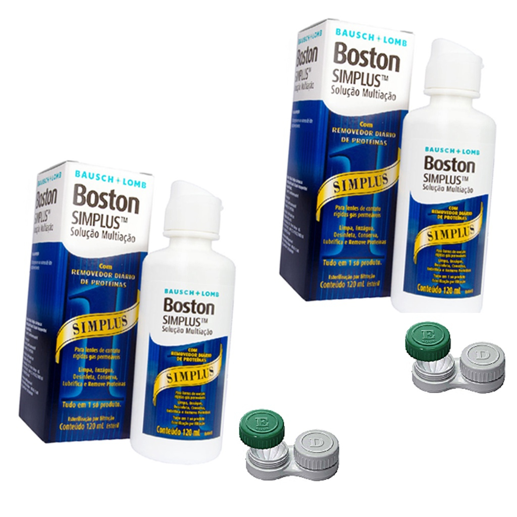 kit 02 unid Boston Simplus Solução de limpeza para lentes rígidas ...