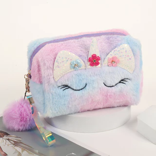 Bolsa Estojo Cosmética Com Design De Gato Fofo Com Pompom em Oferta na Shopee