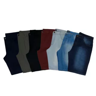 Kit 7 Bermudas Jeans Masculina Sarja Plus Size Brim 50 ao 58