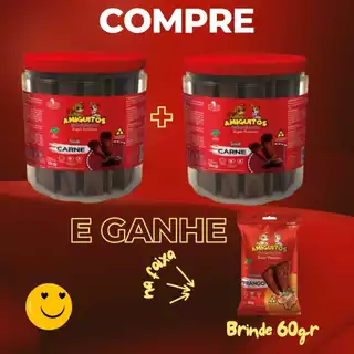 KIT 2 Bifinho Petiscos Amiguitos para Cães Sabor Carne 1 KG Pet super premium