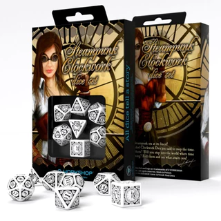 Kit De Dados Steampunk Clockwork Branco E Preto Para Rpg Q Workshop