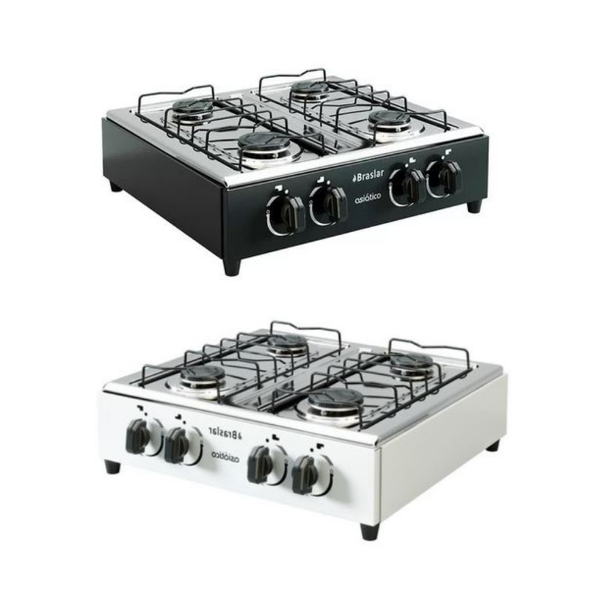 Fogão Cooktop De Mesa Portátil A Gás 4 Bocas Braslar