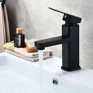 Torneira Monocomando Misturador Banheiro Lavabo Preta Baixa Quente e Fria Com Rabicho.