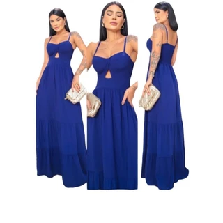 Vestido Longo Três Marias De Alça Regulável Com Bojo