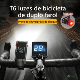 Farol De Bicicleta De Alto Brilho 2 Led T6 Recarregavel Usb À Prova D'Água Lanterna De Bike