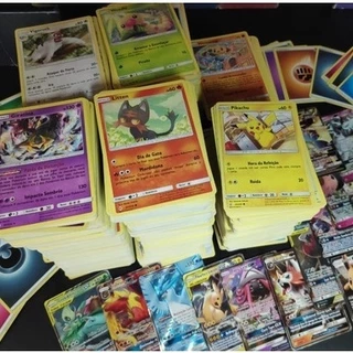 Lote de Cartas Pokémon Originais com até 100 Cartas + 10 Brilhantes Garantidas! SEM REPETIDAS