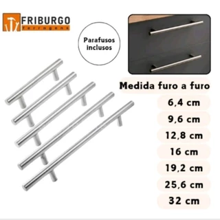 Puxador em aço inox tubular 6,4 cm - 32 cm (1 unid ).