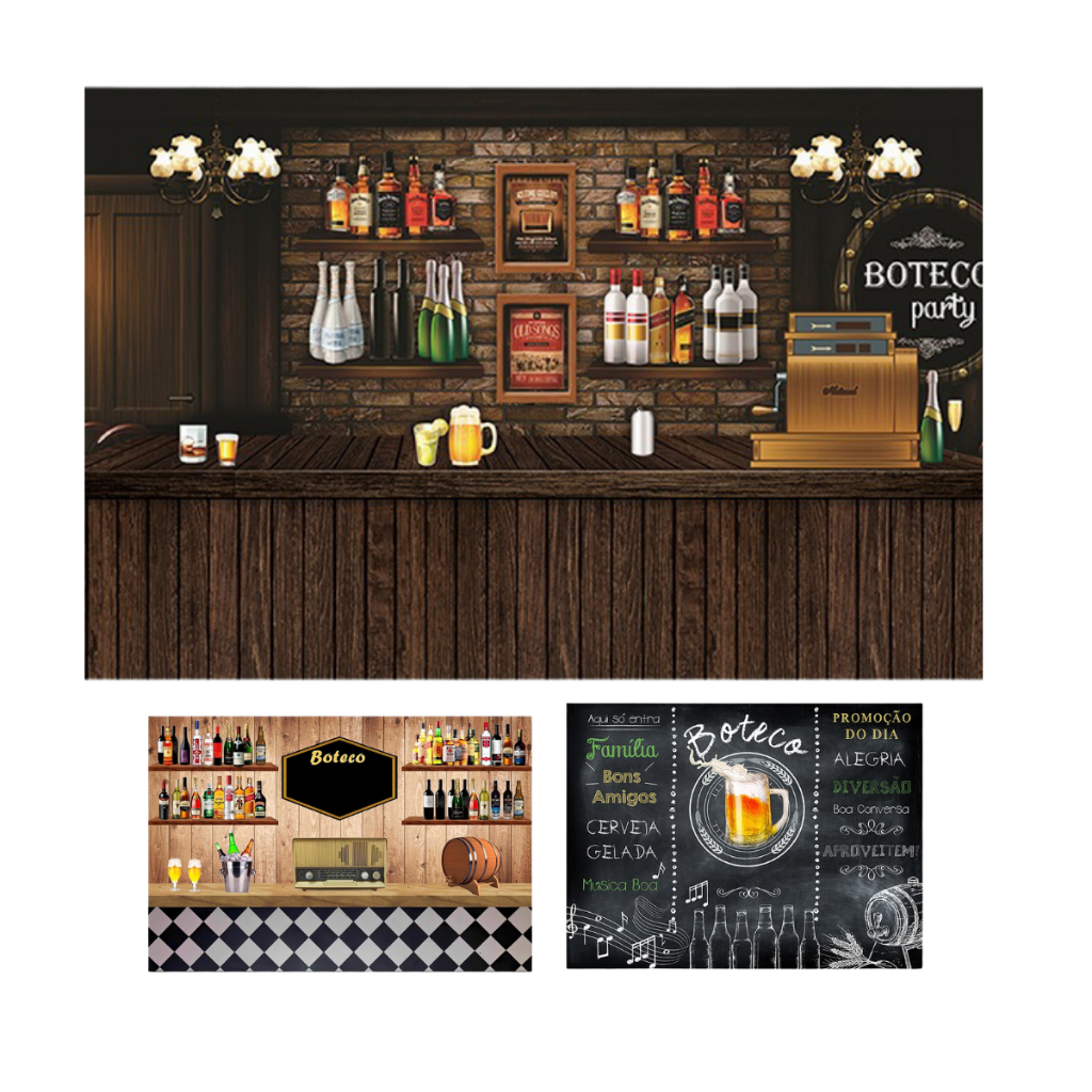 Painel Retangular Horizontal Tecido Sublimado 3D Boteco | Shopee Brasil