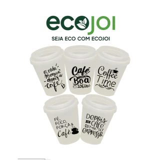 Kit com 5 copos Plásticos Reutilizáveis 250ml Com Tampa Bucks café