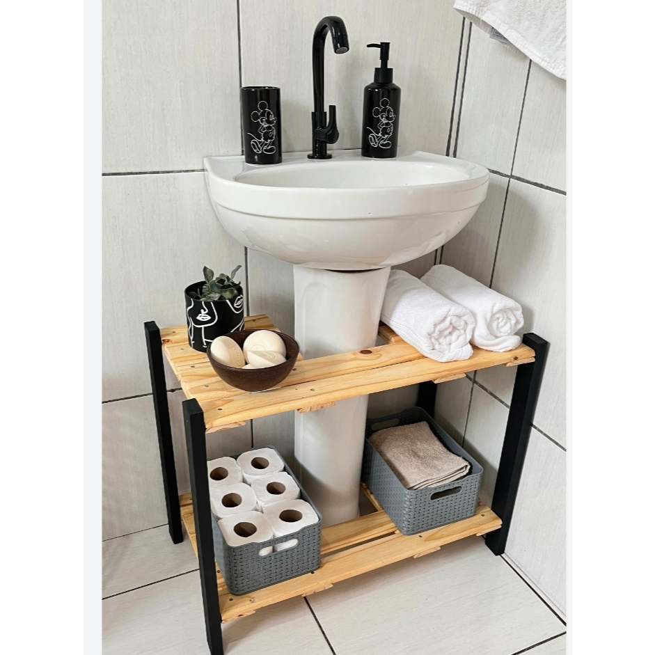 Estante armário banheiro pia de coluna racks Organizador | Shopee Brasil