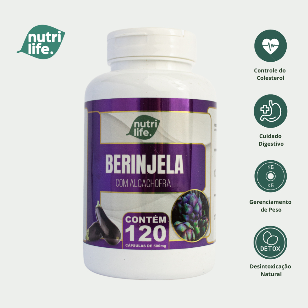 1 UND - BERINJELA COM ALCACHOFRA | 120 capsulas de 500 mg