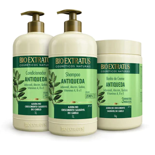 Kit Antiqueda Jaborandi (1L/Kg) Shampoo, Condicionador e Banho de Creme Bio Extratus