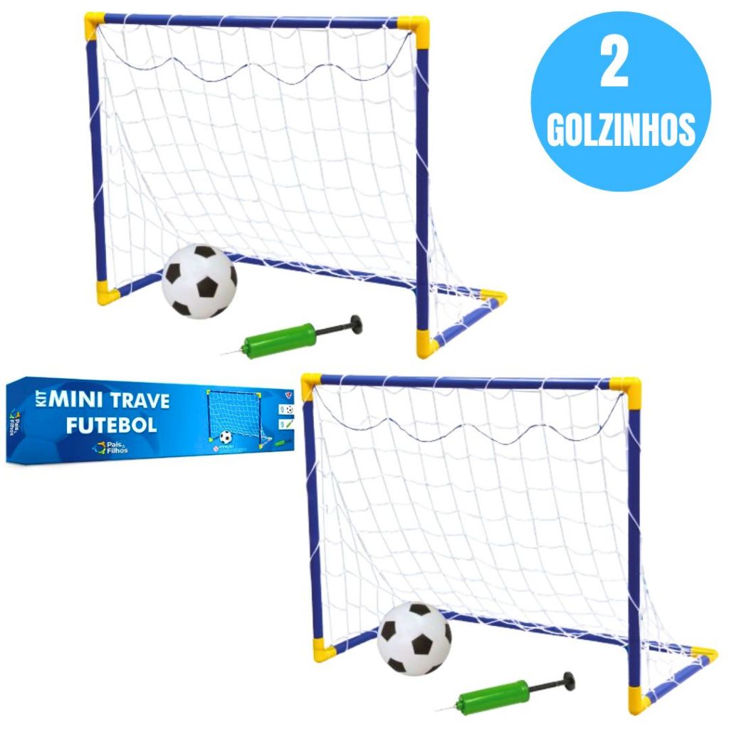 2 Mini Traves com Rede + 2 Bola + 2 Bomba de Encher / 02un Trave ...