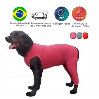 Roupa Protetora Pós Cirúrgica Pet Para Pernas Traseiras Membros Posteriores Com Proteção Solar UV 50+