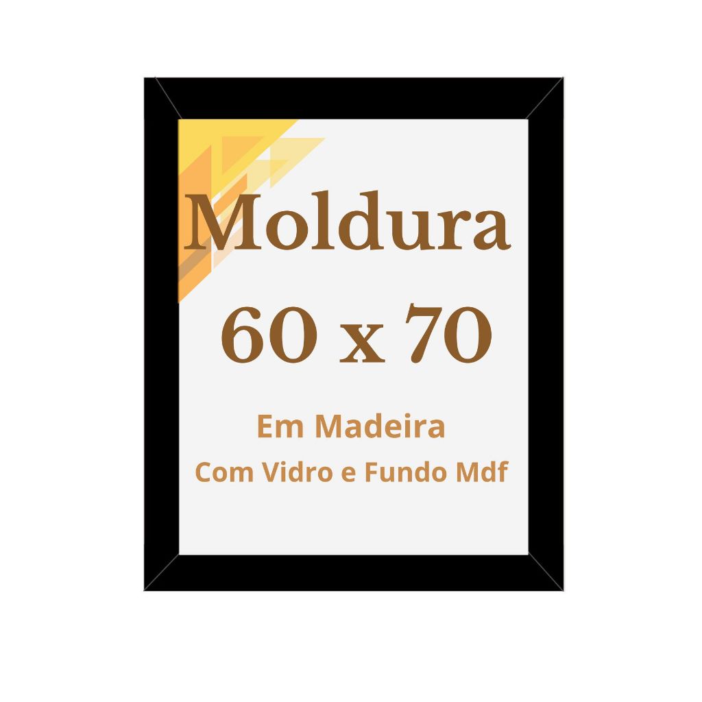 Moldura 60x70 Quadro com Vidro 70x60 Moldura Madeira Decorativo Parede ...