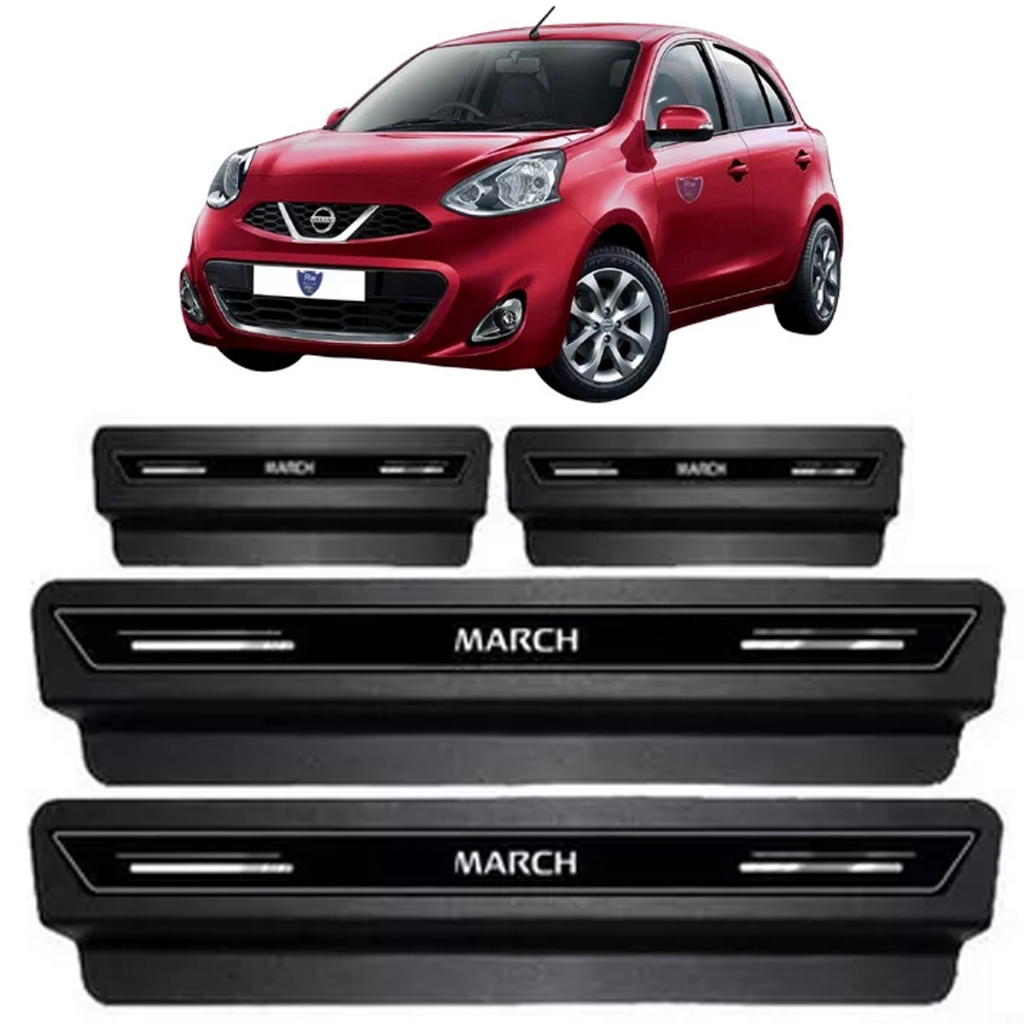 Soleira Porta Premium Nissan March 2012 2013 Á 2018 - Preto