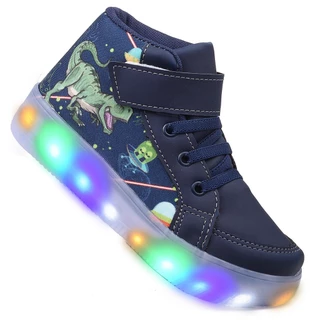 Tênis Masculino Infantil De Led Meninos Botinha Dinossauro Linkito