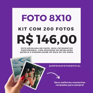 Foto 8x10 - Kit com 200 fotos