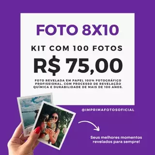 Foto 8x10 - Kit com 100 fotos