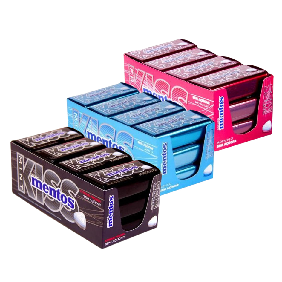 Bala Pastilha Mentos Kiss 35g Caixa 12 Latinhas Perfetti - Escolha o ...