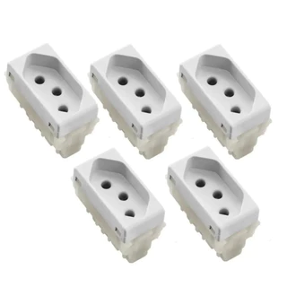Kit 5 Módulos De Tomada 2p+t 20a Branco Liz Tramontina