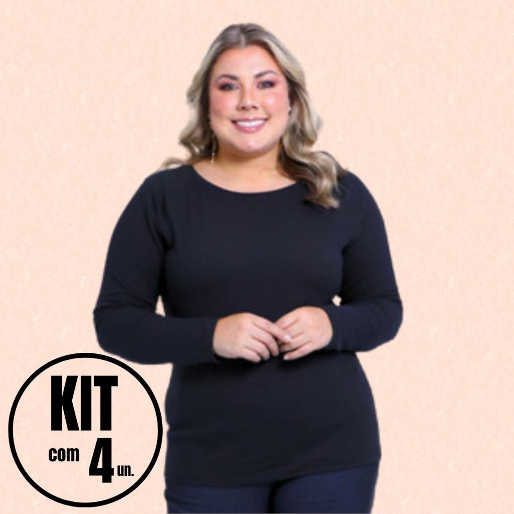 Kit Com Blusas Térmica Plus Size Feminina Flanelada Segunda Pele