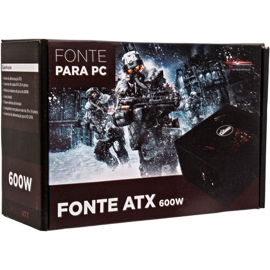 Fonte 600w Real Atx Gamer Pc Leds Internos Bivolt Silencioso