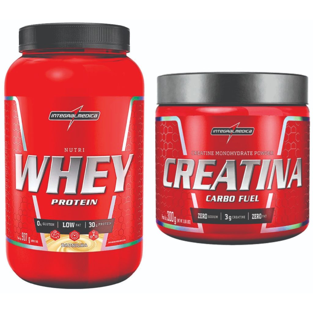 Kit Nutri Whey 900g Pote + Creatina Carbo Fuel 300g Integral Médica