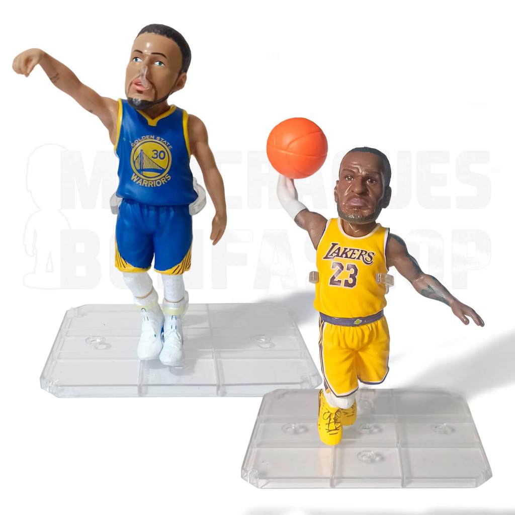 Boneco Miniatura NBA Stephen Curry Golden State Warriors, Lebron