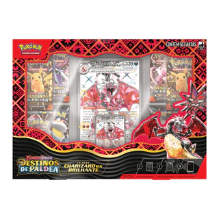 Pokemon TCG Box Coleção Destinos de Paldea EV4.5 Charizard ex Presa Grande Trilho Férreo 50 cartas 8 Booster COPAG