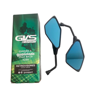 Retrovisor Gvs Kawasaki Z400 Mini Haste Fixa Honda Lente Plana Azul