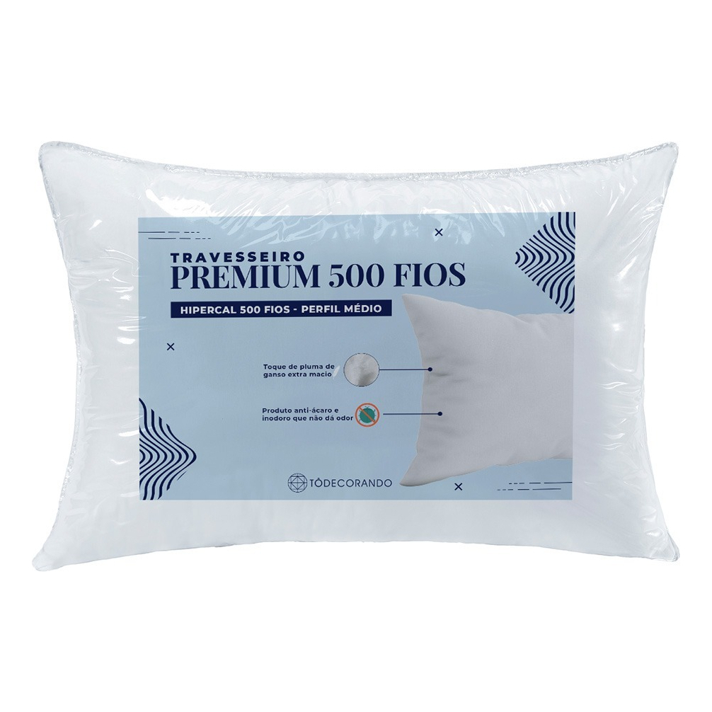 Travesseiro Luxo Macio 500 Fios Plumas Ganso Premium Branco - 70cm x ...