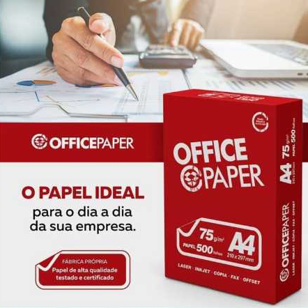 Papel A4 75 Gramas - Folha de Ofício Sulfite Branco Pacote- Office ...