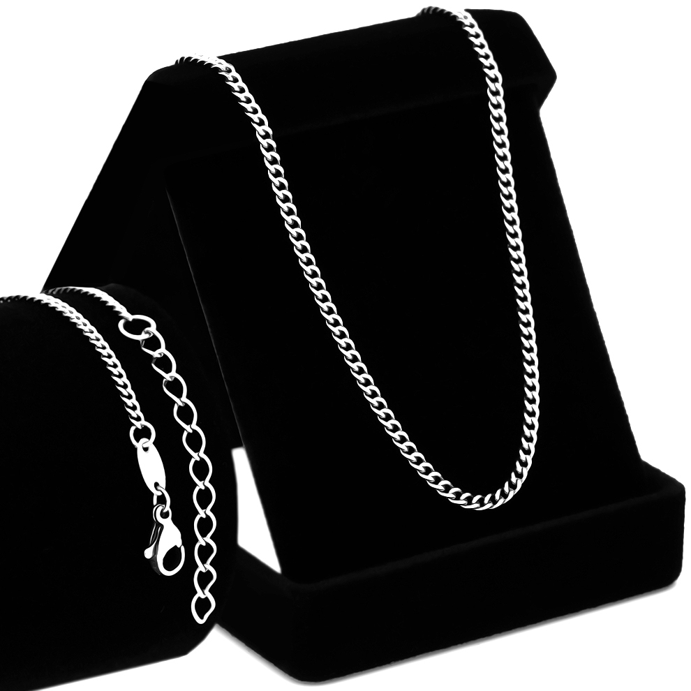 Conjunto Corrente Pulseira Fina 2mm Masculino Cj-01 Aco Inox + Estojo OGrife