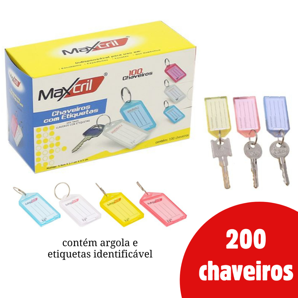 200 Chaveiros Organizadores Chaves Etiquetas Identificaveis