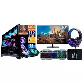 PC Gamer Cpu PC PC RYZEN 9 5900X / Ssd 1TB / 64GB Memória Ram DDR4 / Placa de Vídeo RTX 4060 8GB / Monitor 21.5p 75HZ Gamer + Teclado e Mouse / Fonte 700W / Windows 11