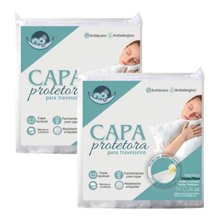 Kit 2 Capa De Travesseiro Protetora repelente a liquido Fronhas com zíper invisível