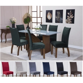 Kit 4 Capas de Cadeira Estofada Suede Veludo Camurça Sala de Jantar Elegante