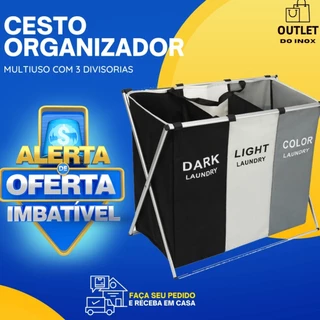 Cesto Organizador Multiuso com 3 Divisórias para Roupas Suja: Solução Prática para o Lar