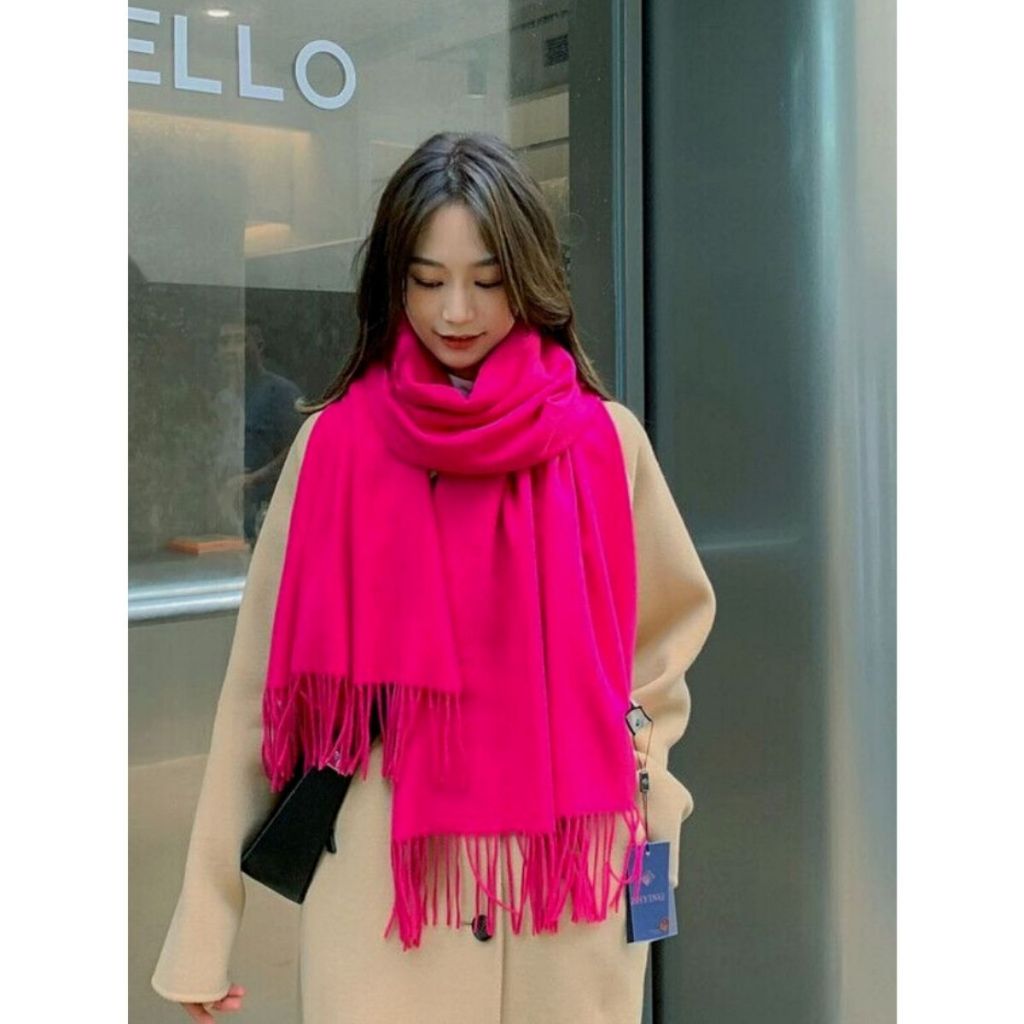 Cachecol Inverno Lenço Pashmina Xale Echarpe Feminino Forrado Liso ...