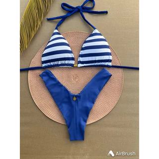 Biquíni Cortininha Calcinha Fio Duplo Cintura alta Biquine fio duplo busto curtininha Bikine praia