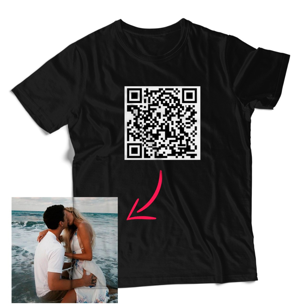 Camisa QR Code com sua foto Camiseta- tshirts-blusa 100% algodão ...